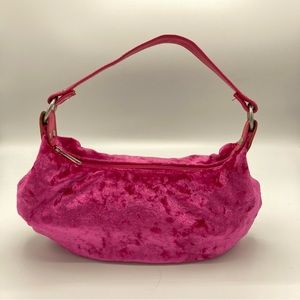 Pink Velour Mini Shoulder Bag